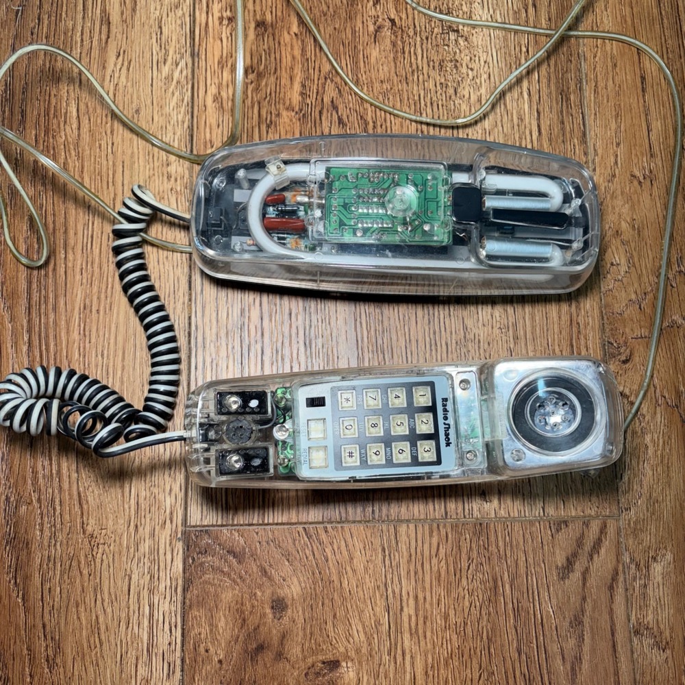 Radio Shack Neon Clearfone Vintage Transparent Phone 90s Y2K Retro Tech untested